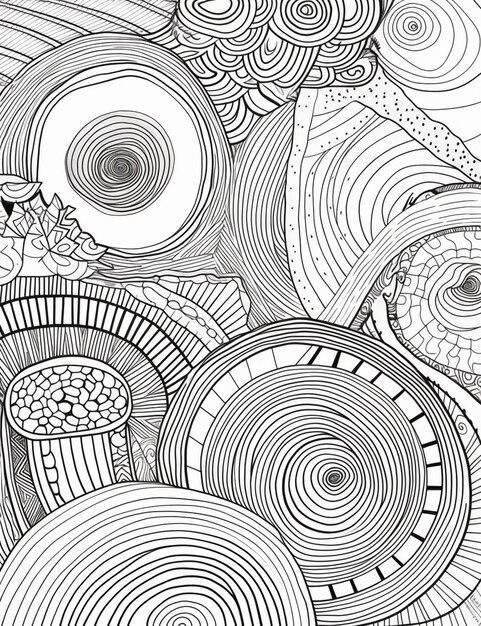 Photo un dessin en noir et blanc d'un motif avec des cercles génératifs ai