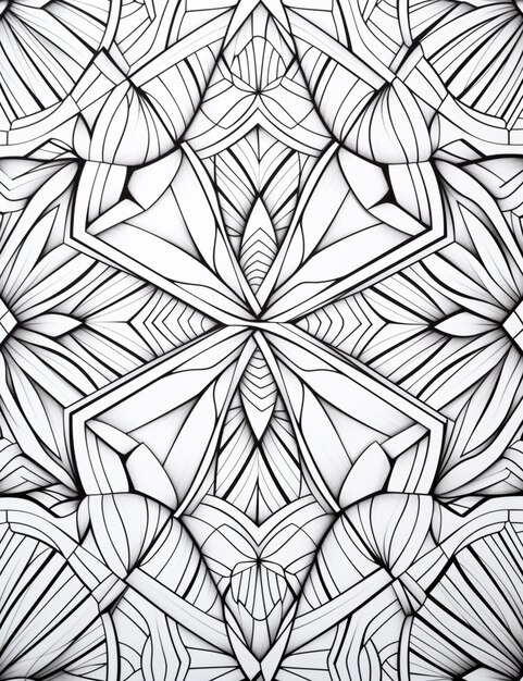 un dessin en noir et blanc d'un motif avec des lignes ai générative