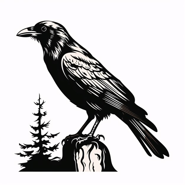 un dessin en noir et blanc d'un oiseau