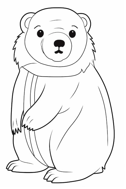 un dessin en noir et blanc d'un ours debout sur ses pattes arrière