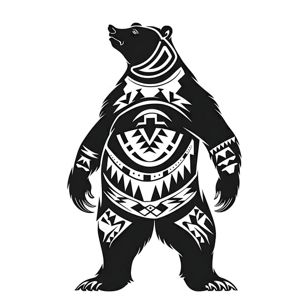 un dessin en noir et blanc d'un ours avec les mots " t t " sur lui