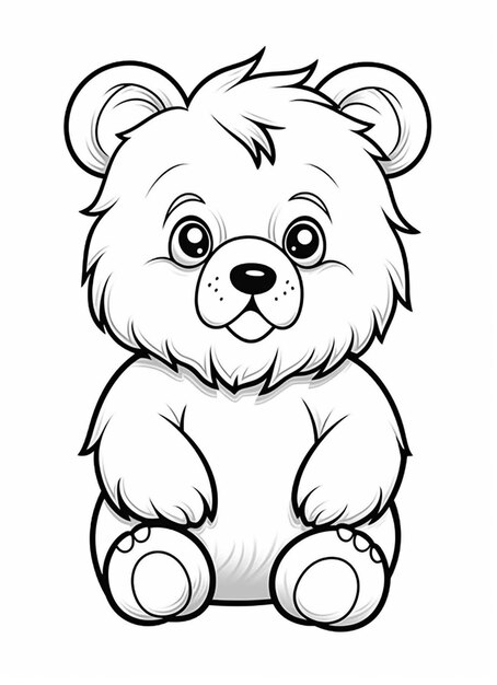 Photo un dessin en noir et blanc d'un ours en peluche assis