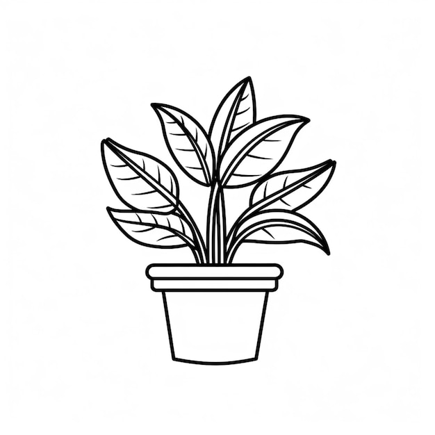 Photo un dessin en noir et blanc d'une plante en pot avec des feuilles génératives ai