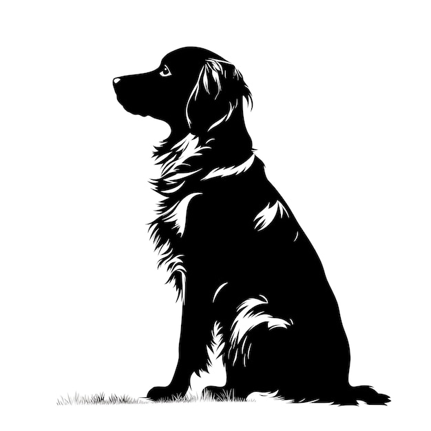 Un dessin noir et blanc de silhouette d'un chien