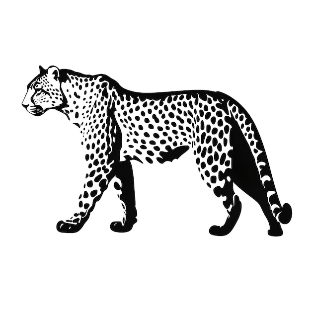 Photo un dessin noir et blanc de silhouette d'un guépard