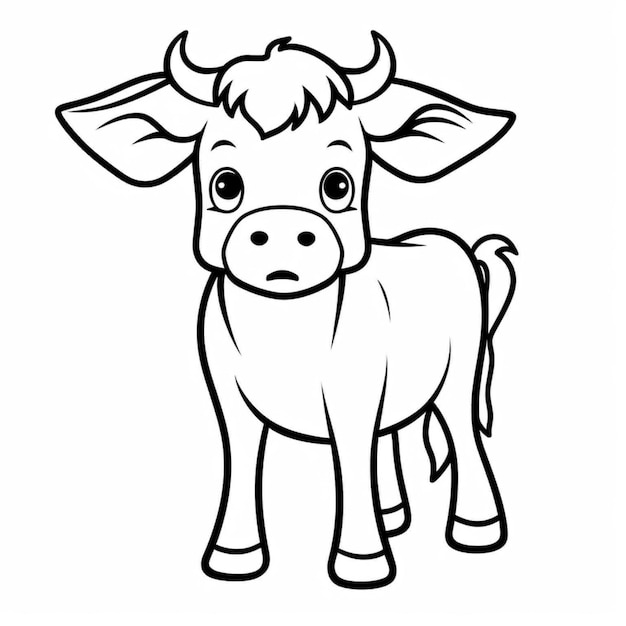 un dessin en noir et blanc d'une vache avec un regard triste