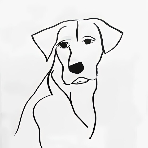 Un dessin en noir et blanc d'un visage de chien