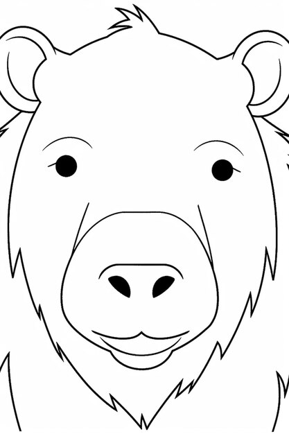 un dessin en noir et blanc d'un visage d'ours génératif ai