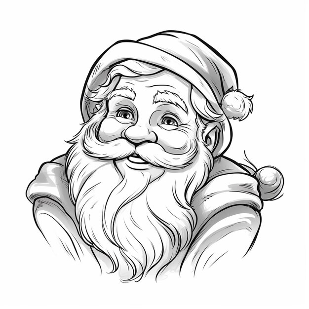 Photo un dessin en noir et blanc d'un visage de père noël