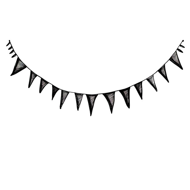 Photo dessin noir d'une ligne de bandeau pour la fête et la décoration dans le style du dessin animé minimaliste