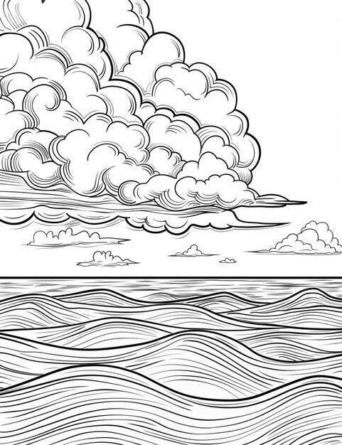 Photo un dessin d'un nuage sur un plan d'eau génératif ai