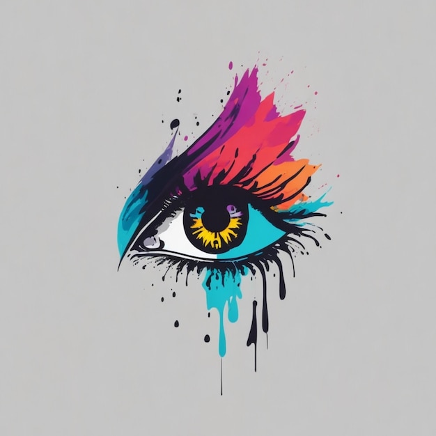 un dessin d'un œil avec un feu d'artifice coloré dessus.