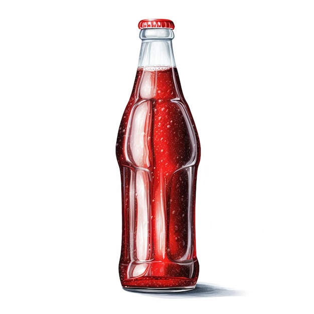 Photo dessin officiel d'une bouteille de soda avec un bouchon rouge génératif ai