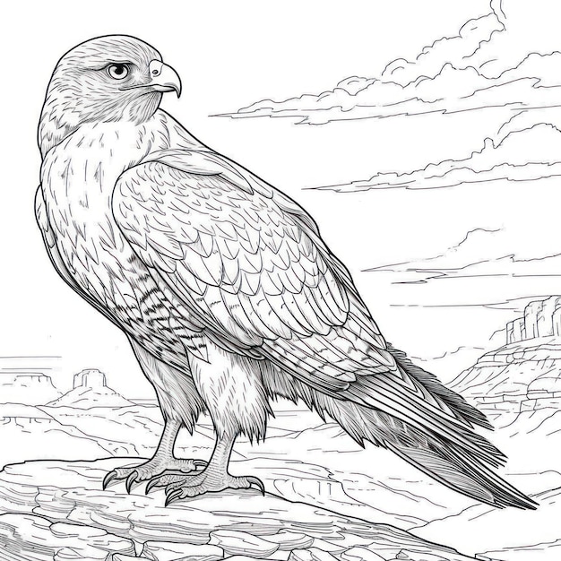 dessin d'oiseau faucon Page de livre à colorier