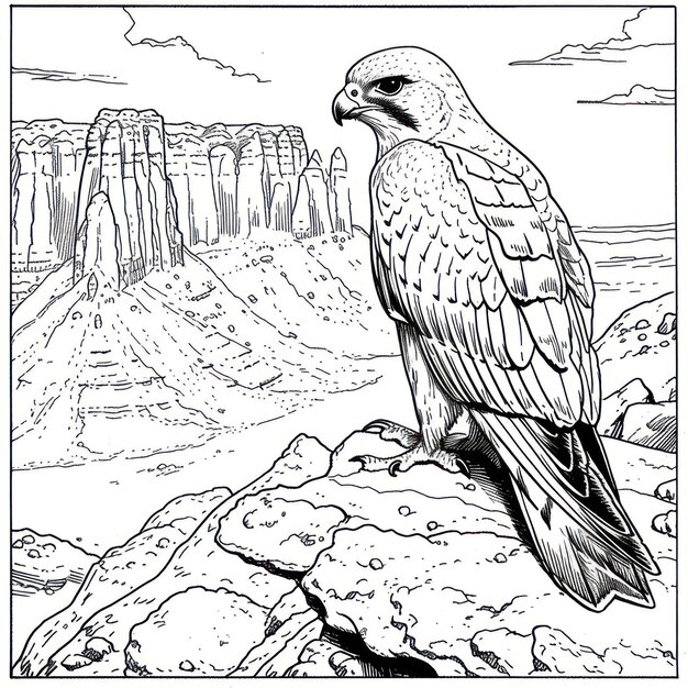 dessin d'oiseau faucon Page de livre à colorier