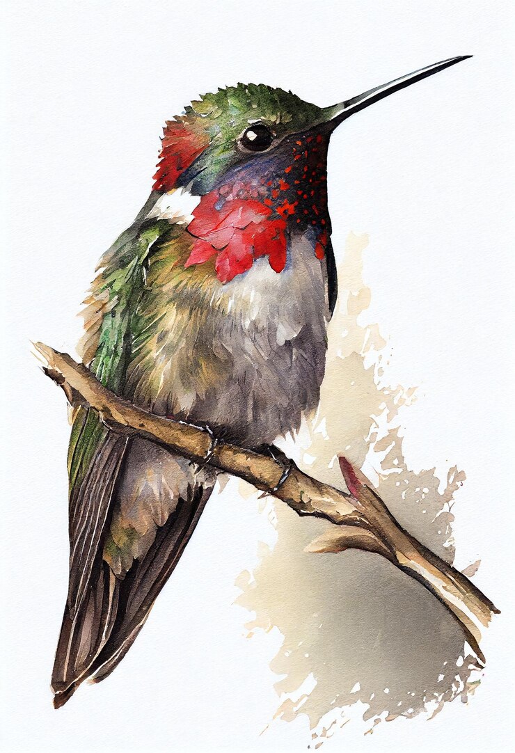 Photo un dessin d'un oiseau avec des plumes rouges et vertes et une tête rouge.