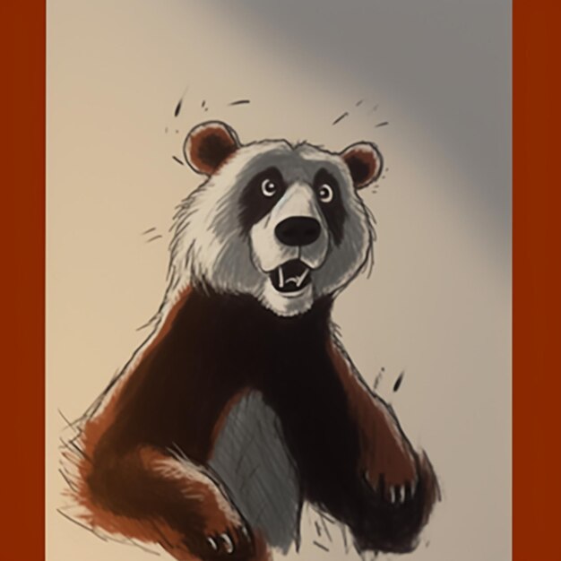 Un dessin d'ours avec un cadre rouge qui dit "le mot" dessus.