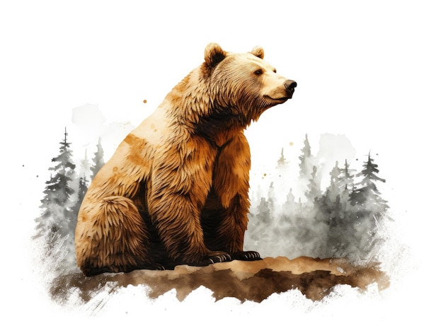 un dessin d'un ours dans les bois