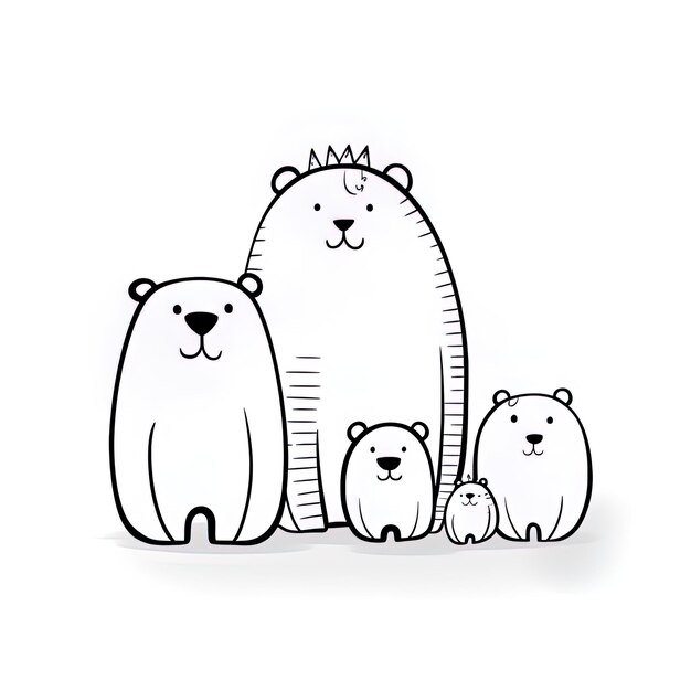 Photo un dessin d'un ours et de deux petits