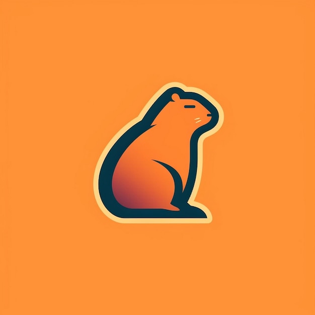 un dessin d'un ours avec un fond noir et orange