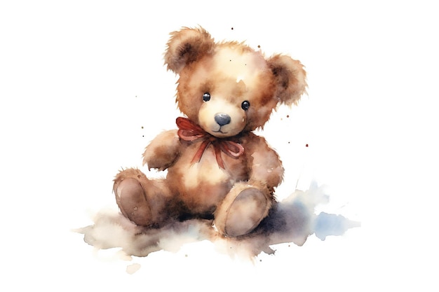 Un dessin d'un ours en peluche avec un noeud papillon rouge