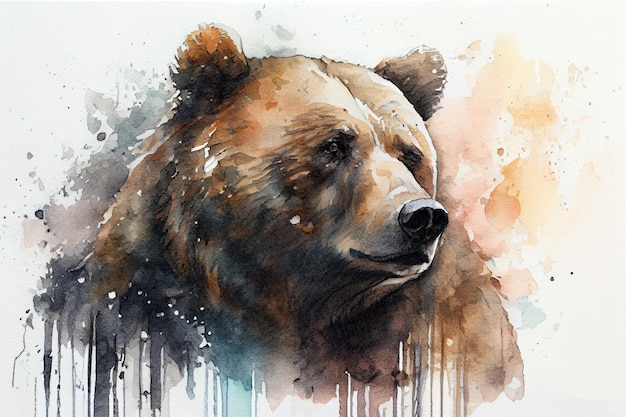 Dessin d'ours avec un peu d'aquarelle ai générative