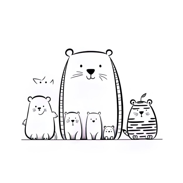 Photo un dessin d'un ours polaire et de ses petits