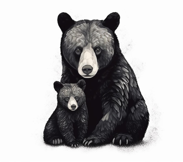 Un dessin d'un ours et son petit.