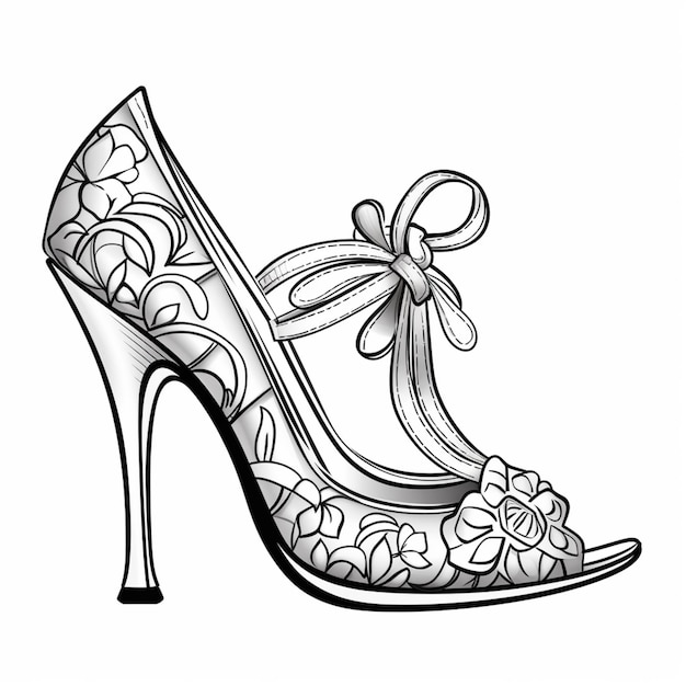 Photo un dessin d'une paire de chaussures à talons hauts avec des arcs génératifs ai