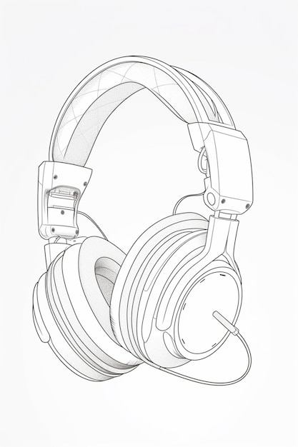 dessin d'une paire d'écouteurs avec un cordon attaché