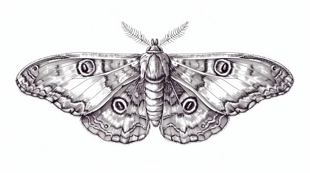 Dessin d'un papillon vintage détaillé gravé libythea celtis Illustration graphique moderne minimaliste sur un fond blanc