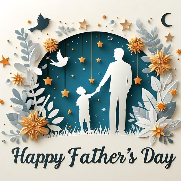 un dessin d'un père et de sa fille dans l'herbe avec une étoile et les mots joyeux jour du père