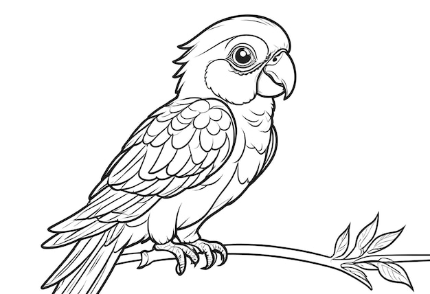 un dessin d'un perroquet sur un fond blanc