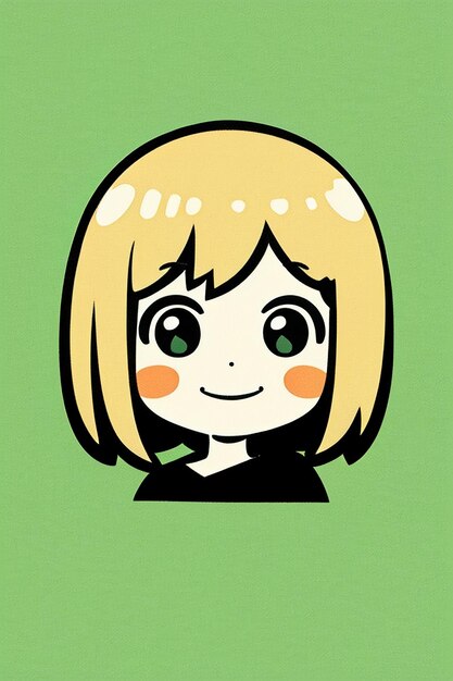 Dessin de personnage d'avatar de fille de style anime de dessin animé de fond simple