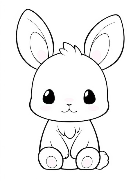 Photo un dessin d'un petit lapin assis avec de grandes oreilles