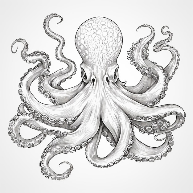 dessin de pieuvre avec un fond blanc