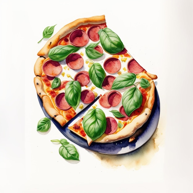 Un dessin d'une pizza avec une tranche manquante