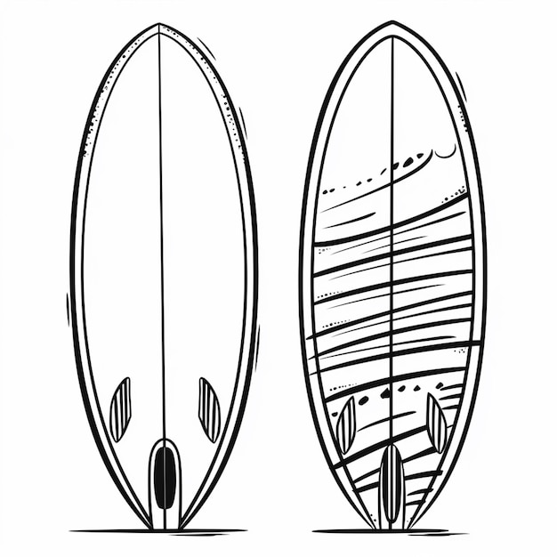 Photo un dessin d'une planche de surf avec une longue queue et une queue longue générative ai