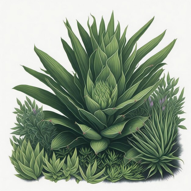 Photo un dessin d'une plante d'aloe vera avec des feuilles vertes