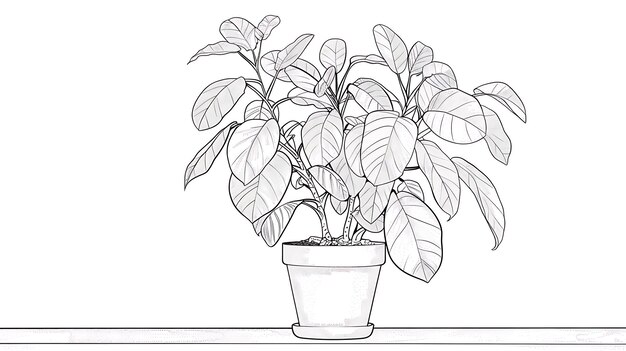 Photo un dessin d'une plante avec un dessin en noir et blanc d'une plant
