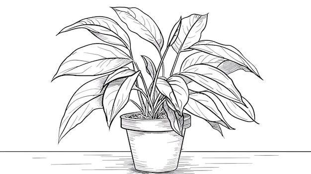 Photo un dessin d'une plante avec un dessin en noir et blanc