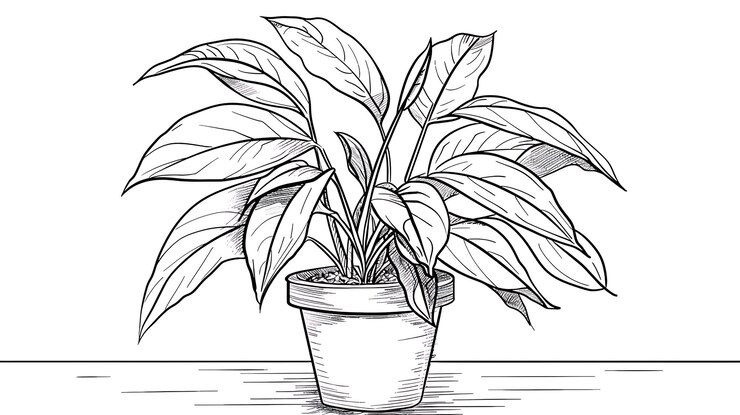 Photo un dessin d'une plante avec un dessin en noir et blanc