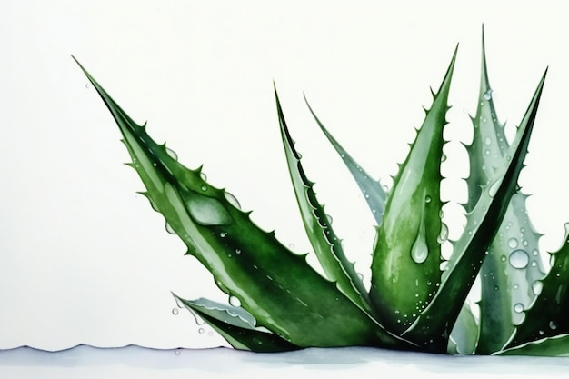 Un dessin d'une plante avec une goutte d'eau dessus.