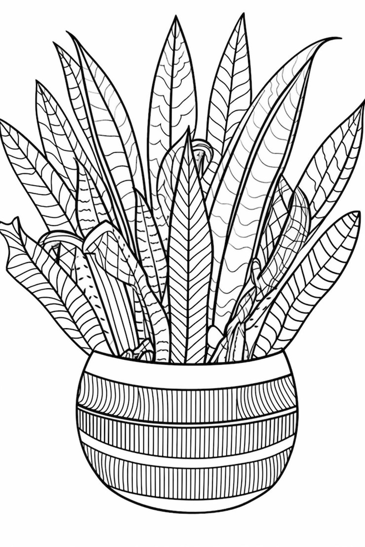 Photo un dessin d'une plante en pot avec des feuilles génératives