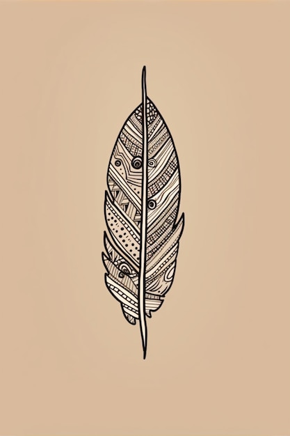 Un dessin d'une plume avec différents motifs dessus.