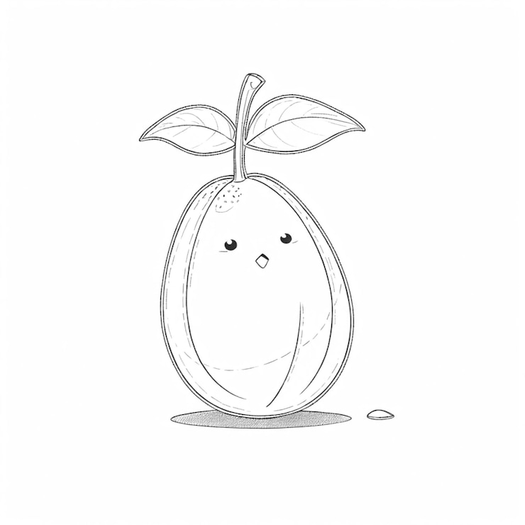 Photo un dessin d'une poire avec un visage dessiné dessus