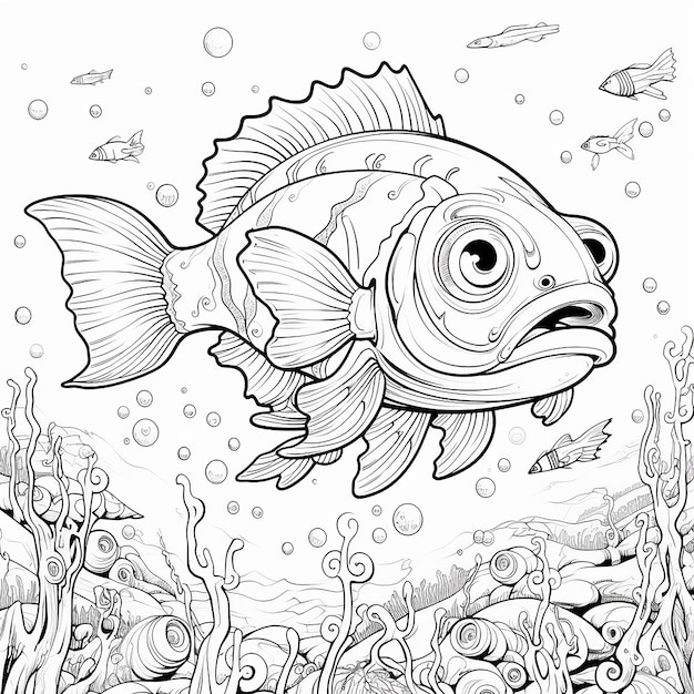 un dessin d'un poisson avec les mots " poisson " dessus.