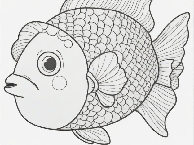 Photo un dessin de poisson pour enfants à colorier