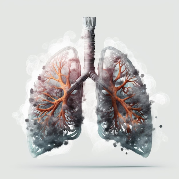 Un dessin d'un poumon avec de la fumée