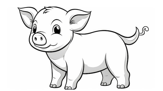 Dessin pour enfants livre de coloriage illustration de cochon mignon ligne d'hiver sur fond blanc blanc